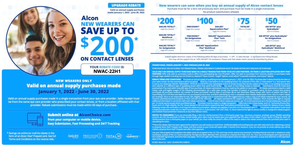 Alcon Air Optix Plus Hydraglyde Multifocal Rebate